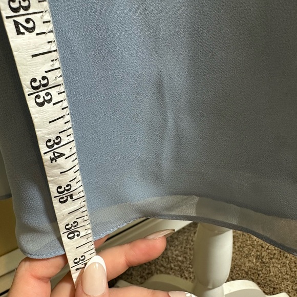 Azazie Dusty Blue Chiffon Dress w Draping - Picture 5 of 7